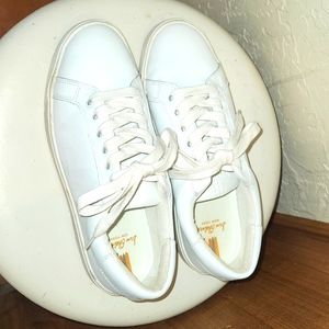 Sam Edelman, white leather lace- up sneaker